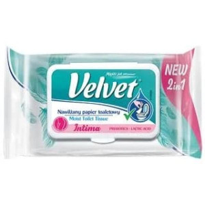 Velvet Intima, papier toaletowy nawilżany 2w1, z klipsem, 42 szt.