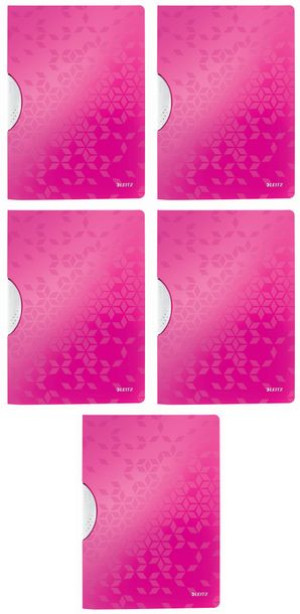 Skoroszyt plastikowy Leitz Wow ColorClip A4 do 30 kartek różowy x5