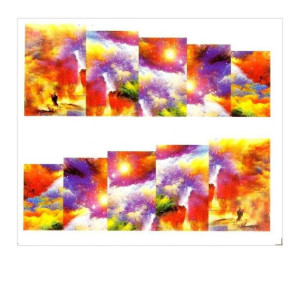Naklejki wodne do paznokci arkusz 6,5 x 5,5 cm na 10 palców Nr A172