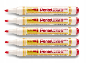 Marker do tablic PENTEL MW85 czerwony okr. 5 szt.