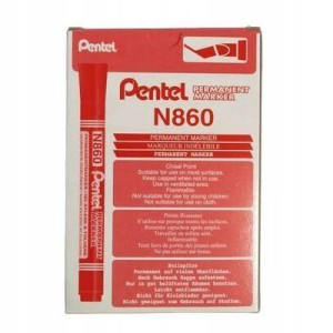 Marker permanentny PENTEL N860 czerwony ść 12 szt.