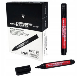 Marker permanentny UNI 320 czarny okr. 12 szt.