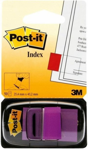 Zakładki indeks. POST-IT 25x43mm 1x50szt purpurowe