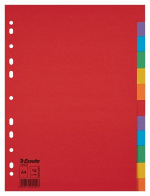 Przekładki 1-12 kartonowe ESSELTE Mylar kolorowe