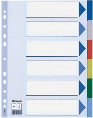 Przekładki Plastikowe Esselte Pp A4 Kolorowe 6ark.