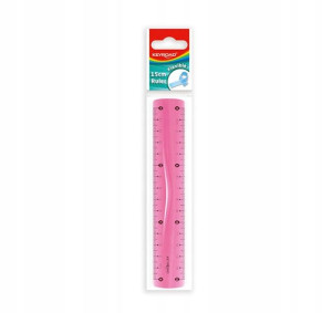 Linijka KEYROAD, 20cm, elastyczna, zawieszka, różo