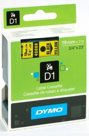 Taśma DYMO 19mm x 7m D1 żółta (czarny druk)