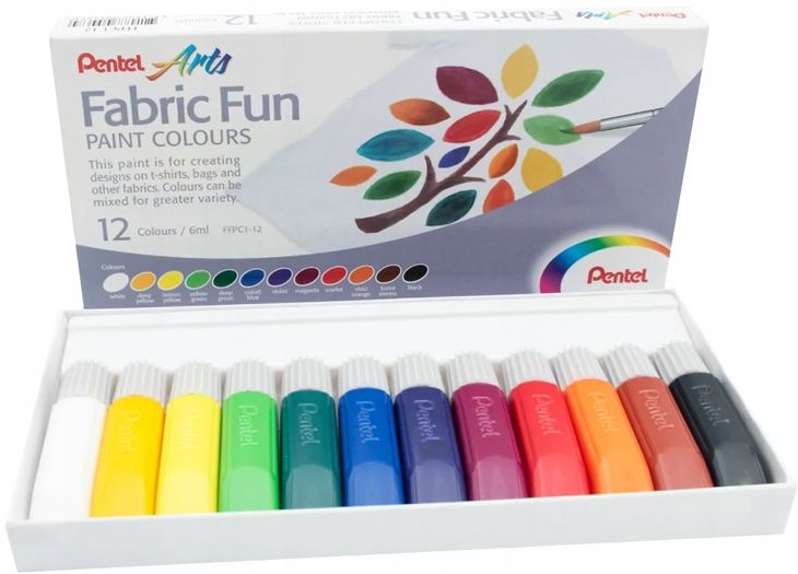 Farby do tkanin PENTEL 12 kolorów