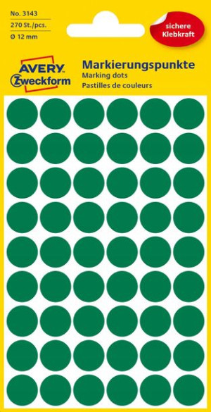 Kółka do zaznaczania fi 12mm zielone AVERY