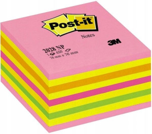 Karteczki POST-IT 76x76mm (1x450) cukierkowe róż.