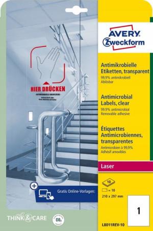 Folia antybakteryjna 210x297 mm AVERY usuwalna