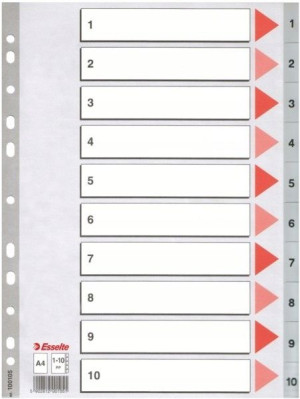 Przekładki PP A4 Esselte szare 1-10