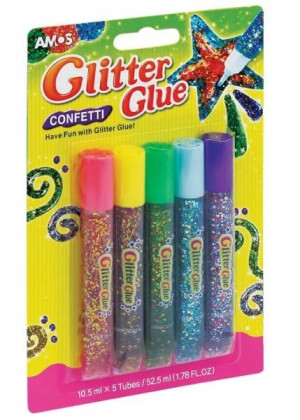 Klej z brokatem AMOS confetti GCF10B5 - 10,5ml x 5