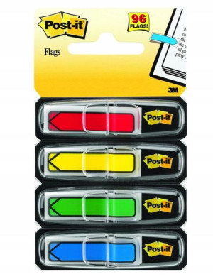 Zakładki indeks. POST-IT 12x43mm 4x24szt mix strz.