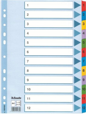 Przekładki ESSELTE 1-12 kartonowe Mylar