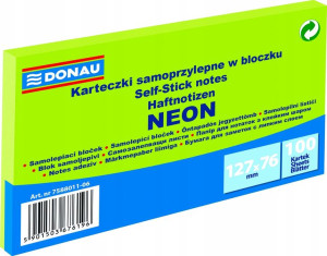 Karteczki DONAU 127x76mm (1x100) zielony neon