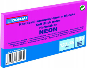 Karteczki DONAU 127x76mm (1x100) różowy neon