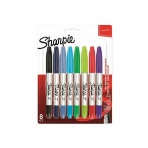 Marker permanentny SHARPIE Twin Tip zestaw 8 szt.