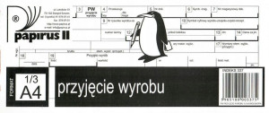 Przyjęcie wyrobu 1/3 A4 Papirus 337