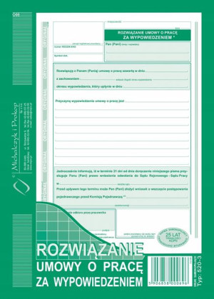 Rozwiązanie umowy o pracę za wypowiedzeniem A5 M