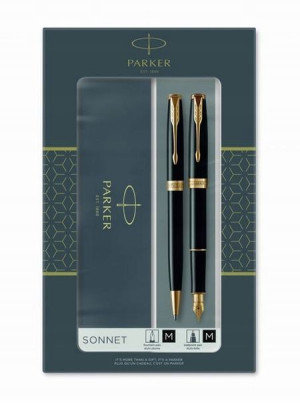 Zestaw PARKER SONNET Black pióro wiecz.+ dług. GT