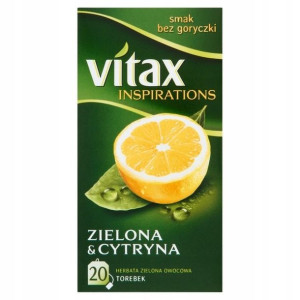 Herbata Vitax zielona z cytryną 20 torebek