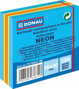 Karteczki Donau 50x50mm (1x250) mix niebieski neon