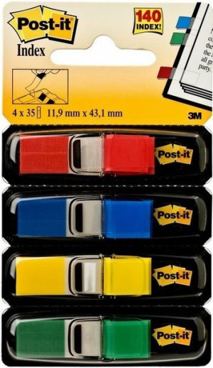 Zakładki indeks. Post-it 12x43mm 4x35szt. mix