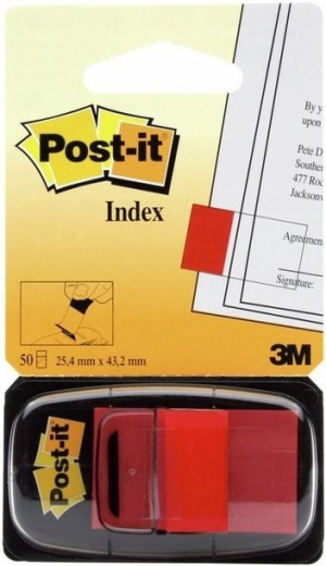 Zakładki indeks. Post-it 25x43mm 1x50szt. czerwone