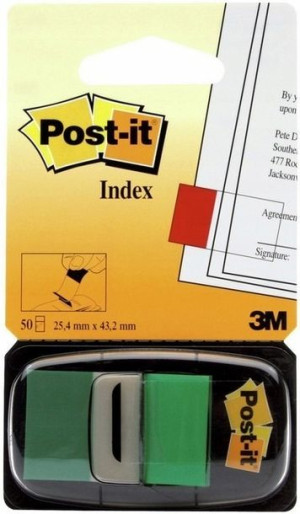 Zakładki indeks. Post-it 25x43mm 1x50szt. zielone