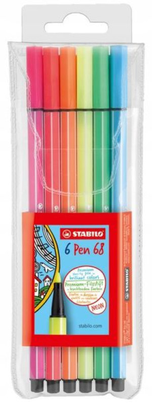 Pisaki Stabilo Pen 68 mix 6 kol. neon