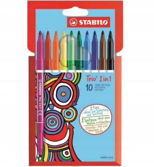 Pisaki STABILO TRIO 2w1 dwustronne mix 10 kol.