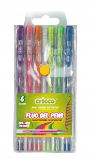 Zestaw długopisów żelowych Cricco fluo 6kol.