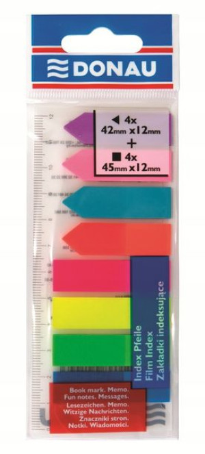 Zakładki indeks. DONAU 12x42mm+12x45mm 8x25szt mix