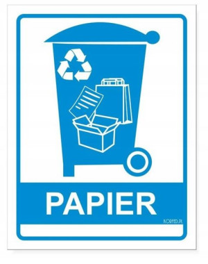 SEGREGACJA ŚMIECI ODPADÓW naklejka PAPIER 22x17cm