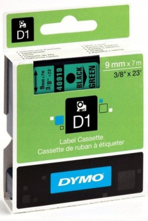 Taśma Dymo 9mm x 7m D1 zielona (czarny druk)