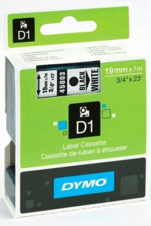 Taśma Dymo 19mm x 7m D1 biała (czarny druk)