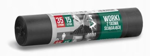 Worki na śmieci LDPE 35l 15szt AZ niebies. z taśmą