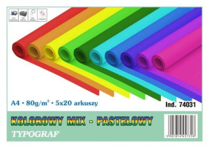 Papier kolorowy A4 80g mix pastelowy 100 ark.