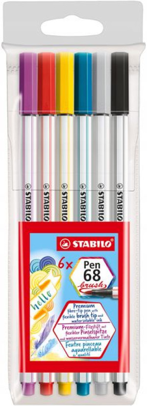 Pisaki STABILO PEN 68 BRUSH 6 kolorów