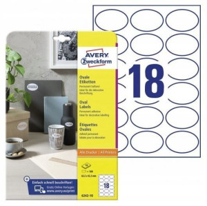 Etykiety uniwersalne AVERY 63,5x42,3mm owalne