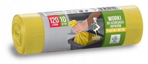Worki na śmieci LDPE 120l 10szt ANNA ZARADNA żółte