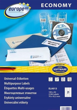 Etykiety uniwersalne AVERY 70x42,3 mm Europe 100