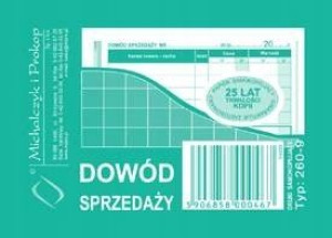 Dowód sprzedaży paragon A7 M&P 260-9