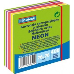 Karteczki DONAU 76x76mm (1x400) mix neon zielony