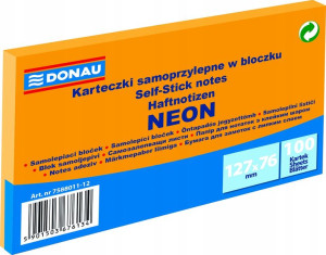 Karteczki DONAU 127x76mm (1x100) pomarańczowy neon