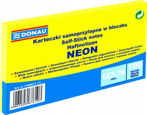 Karteczki DONAU 127x76mm (1x100) żółty neon