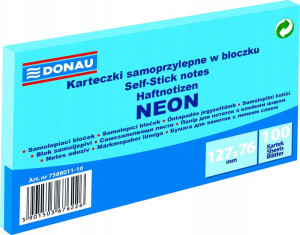 Karteczki DONAU 127x76mm (1x100) niebieski neon
