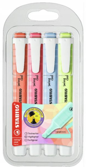 Zakreślacz STABILO Swing cool pastel 4szt. mix
