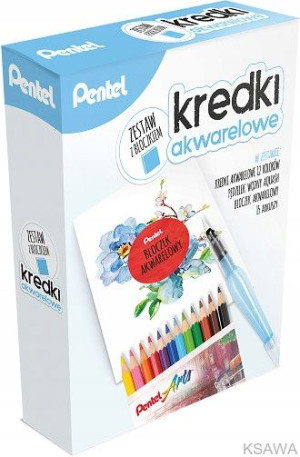Zestaw kredek PENTEL z bloczkiem akwar.(12 kredek)